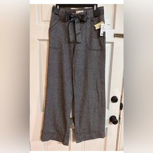 ELEVENSES ANTHROPOLOGIE Gray Herringbone Wide-Leg Trousers w/ Bow Sz 2 NWT